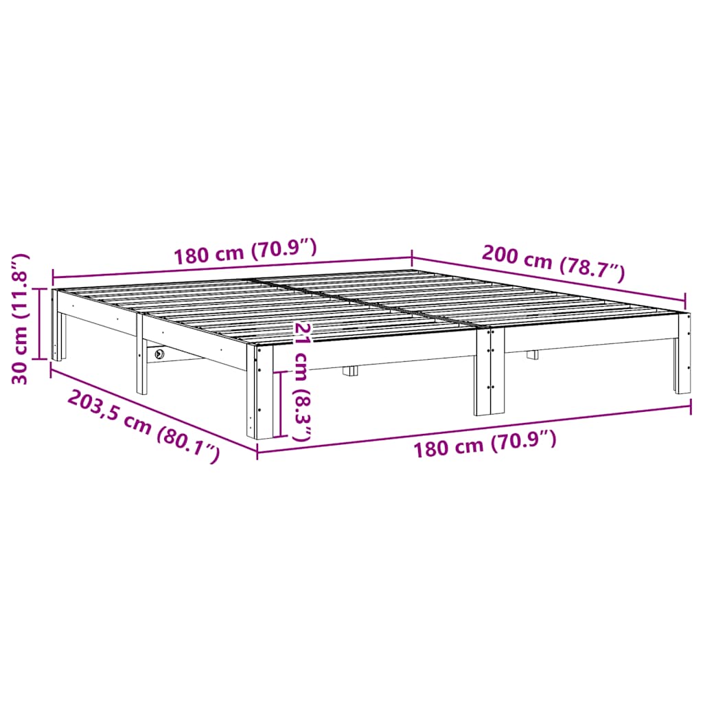Sengeramme uten madrass 180x200 cm heltre furu