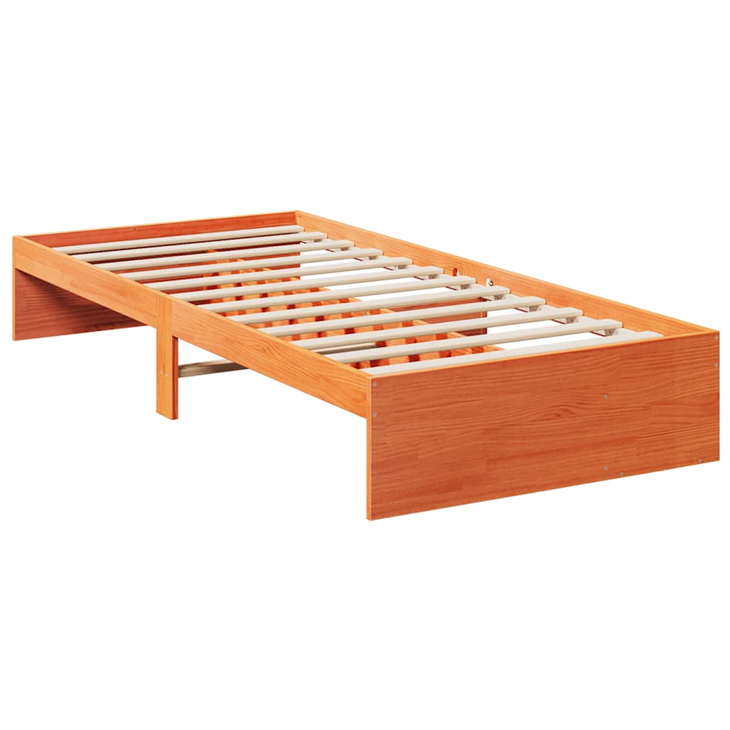 Seng med madrass voksbrun 90x200 cm heltre furu