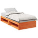 Seng med madrass voksbrun 90x200 cm heltre furu