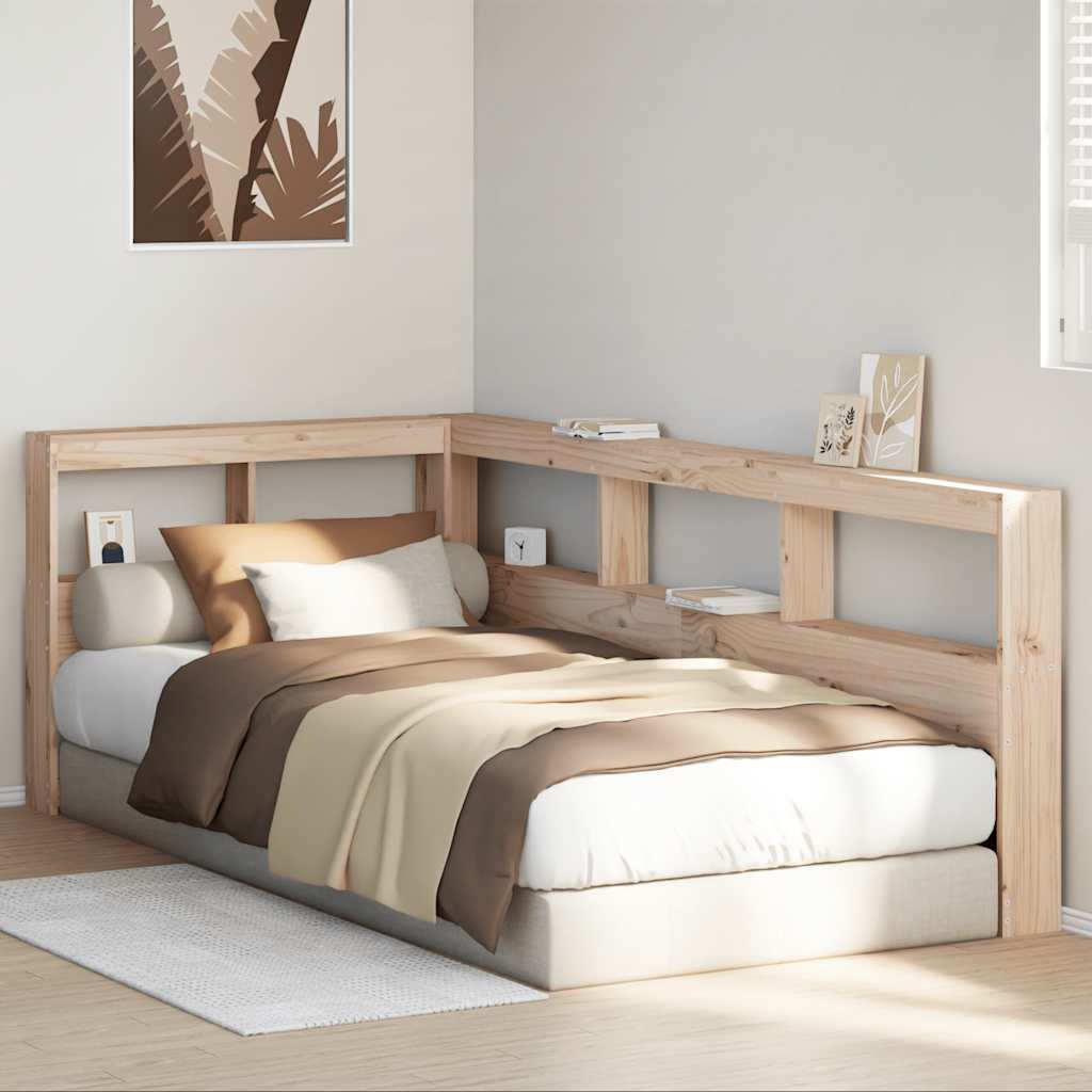 Bokhylle sengegavl L-formet 80 cm heltre furu