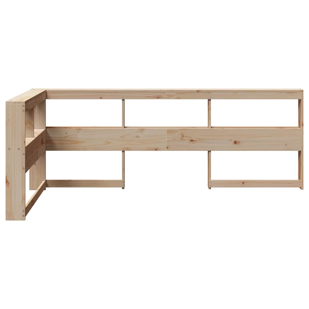 Bokhylle sengegavl L-formet 80 cm heltre furu