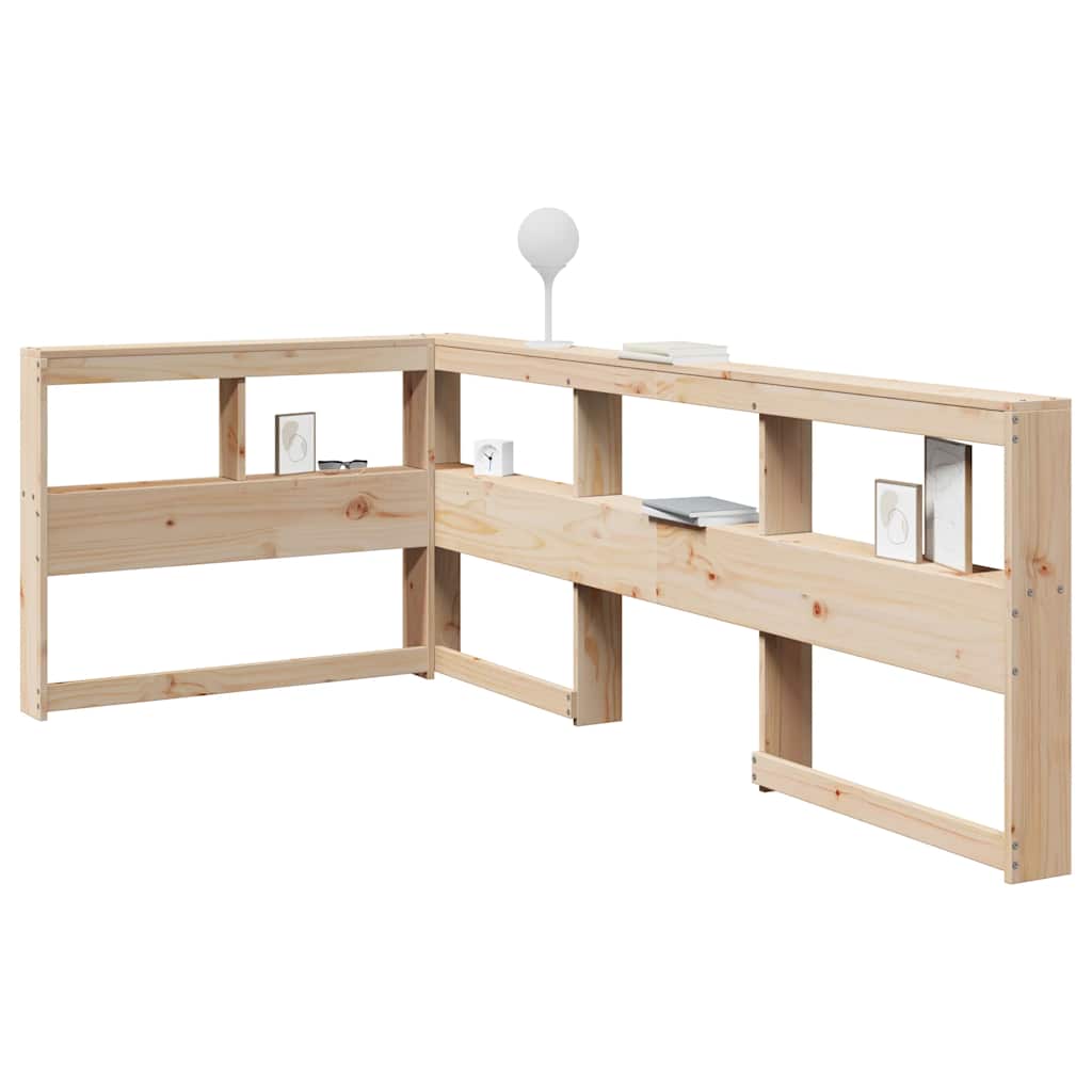 Bokhylle sengegavl L-formet 80 cm heltre furu