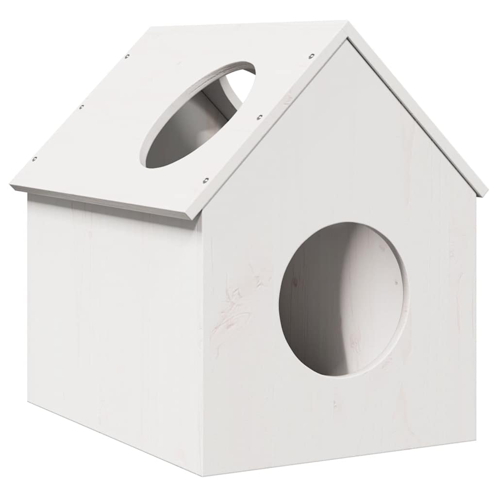 Kattehus hvit 41x50x50 cm heltre furu