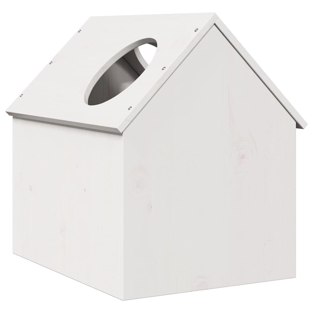 Kattehus hvit 41x50x50 cm heltre furu