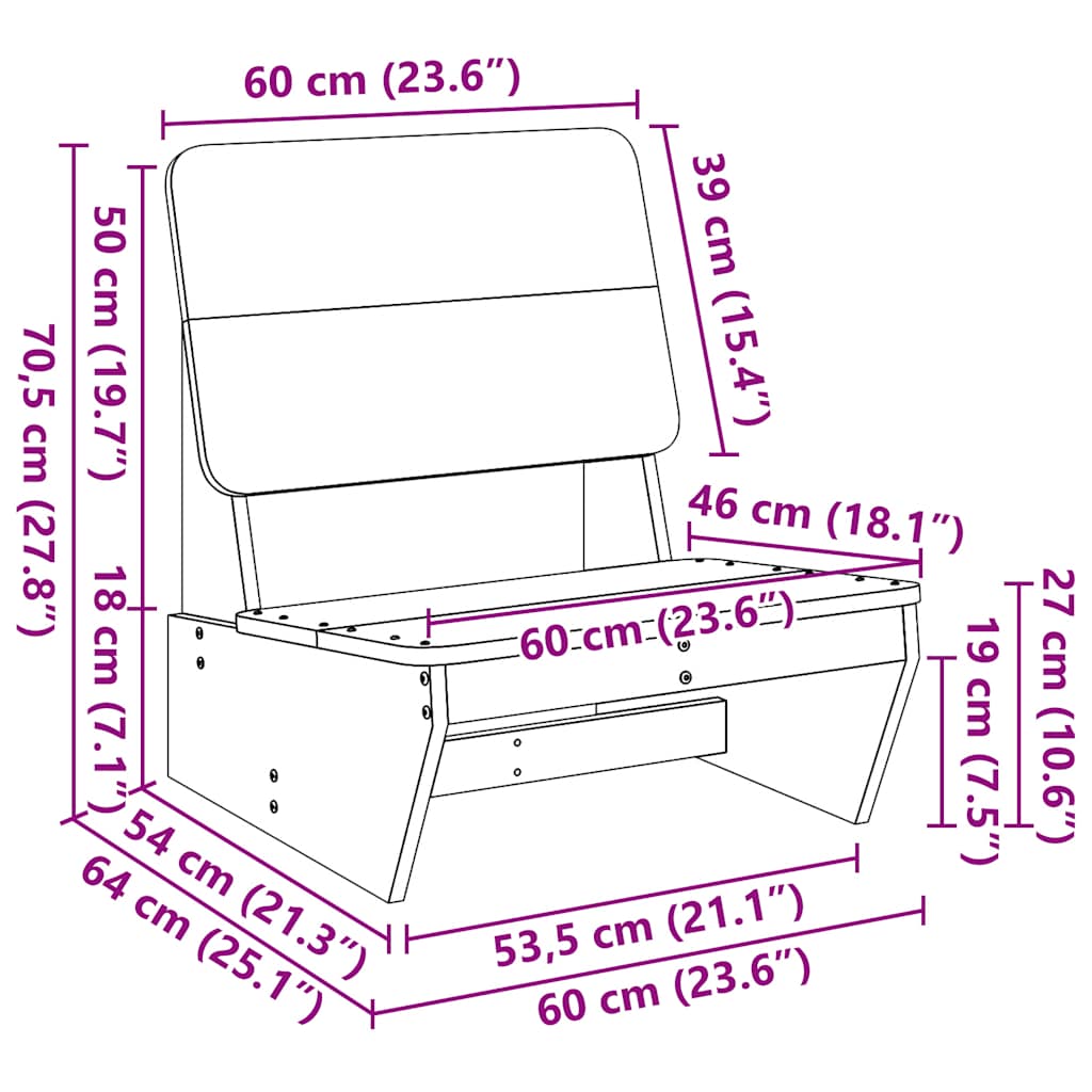 Hagestoler 2 stk 60x64x70,5 cm heltre furu