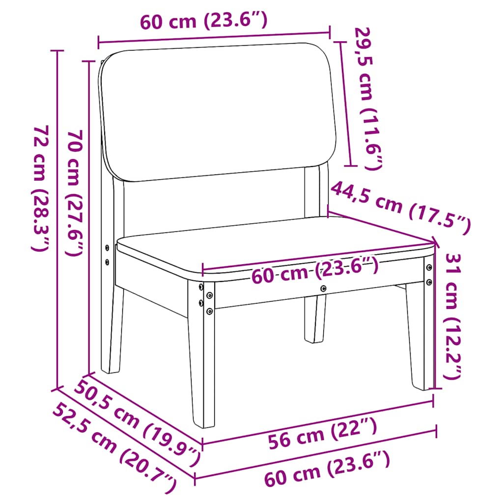 Hagestoler 2 stk voksbrun 60x52,5x72 cm heltre furu
