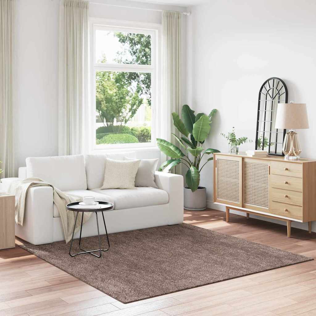 Anti-sklisikker Shaggy Teppe Brun 200 x 200 cm PP