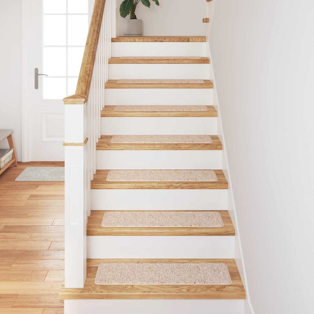Anti-skli Trapematter Rektangulær 15 pcs Krem 75 x 20 cm PP