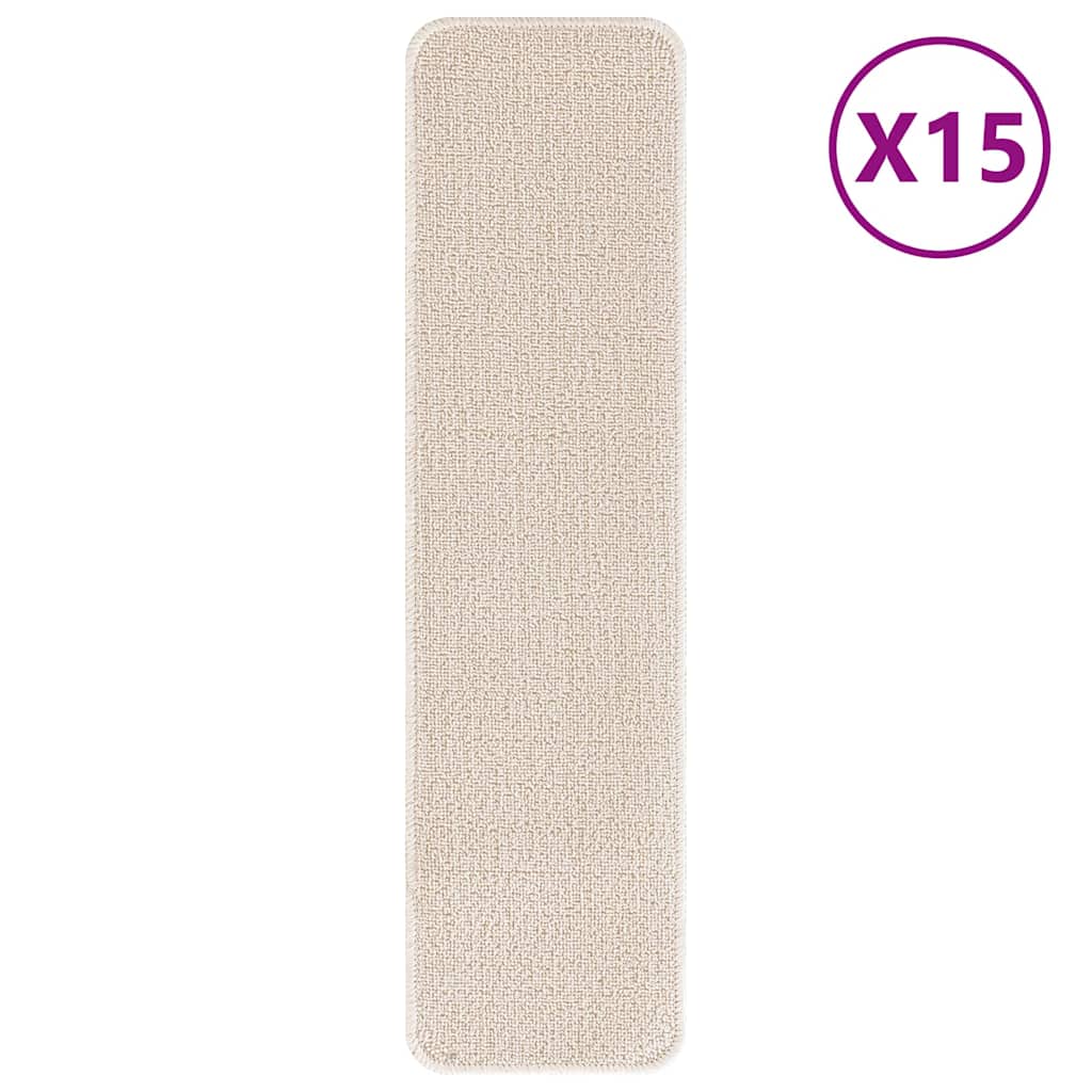 Anti-skli Trapematter Rektangulær 15 pcs Krem 75 x 20 cm PP