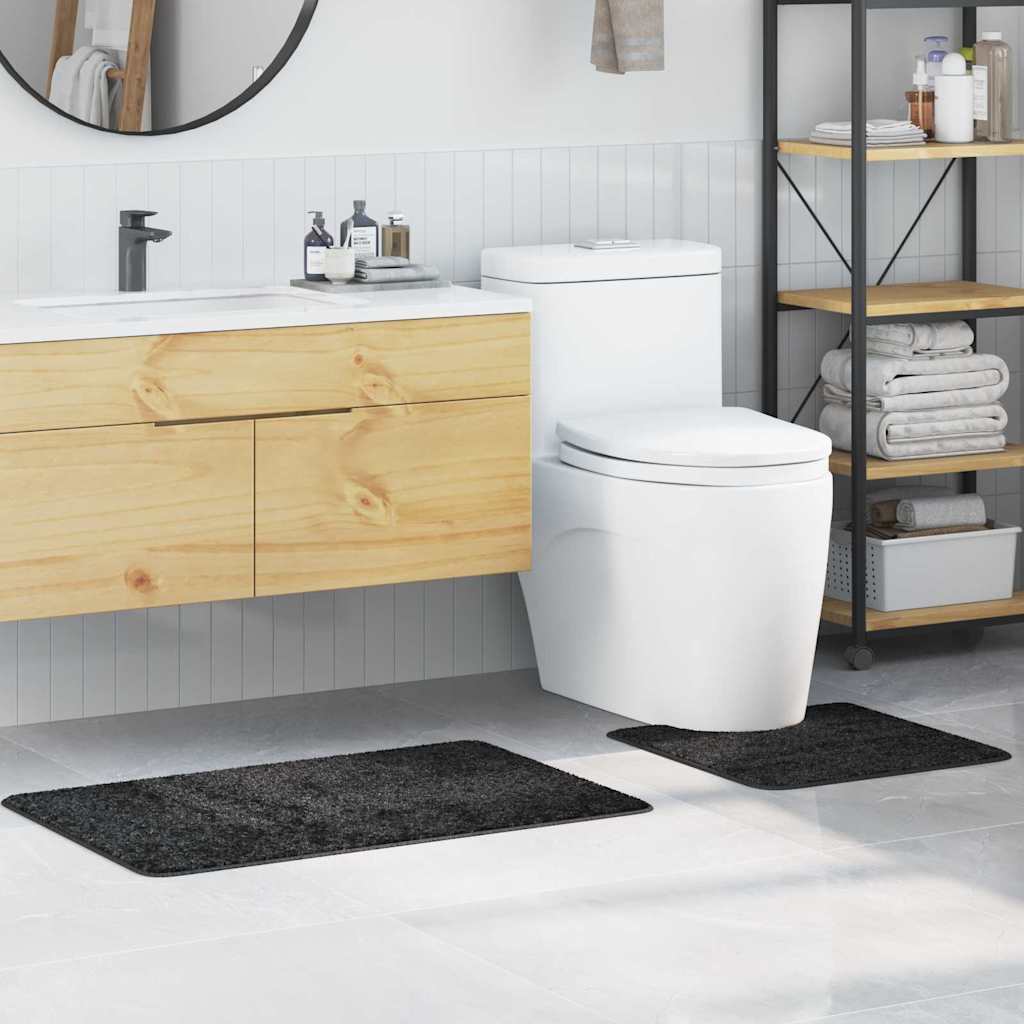 Anti-skli baderomsmatte sett 2 pcs Mørkegrå PP