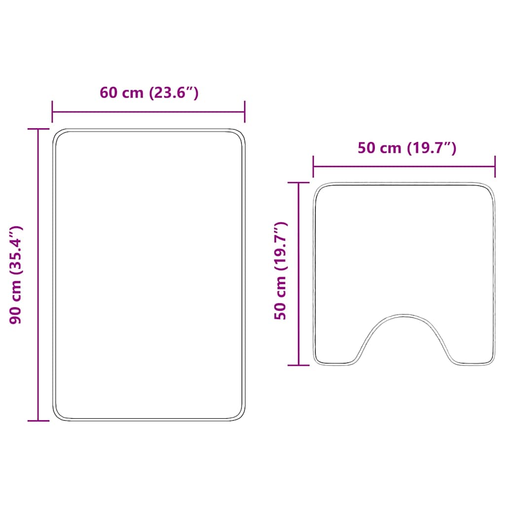 Anti-skli baderomsmatte sett 2 pcs Krem PP