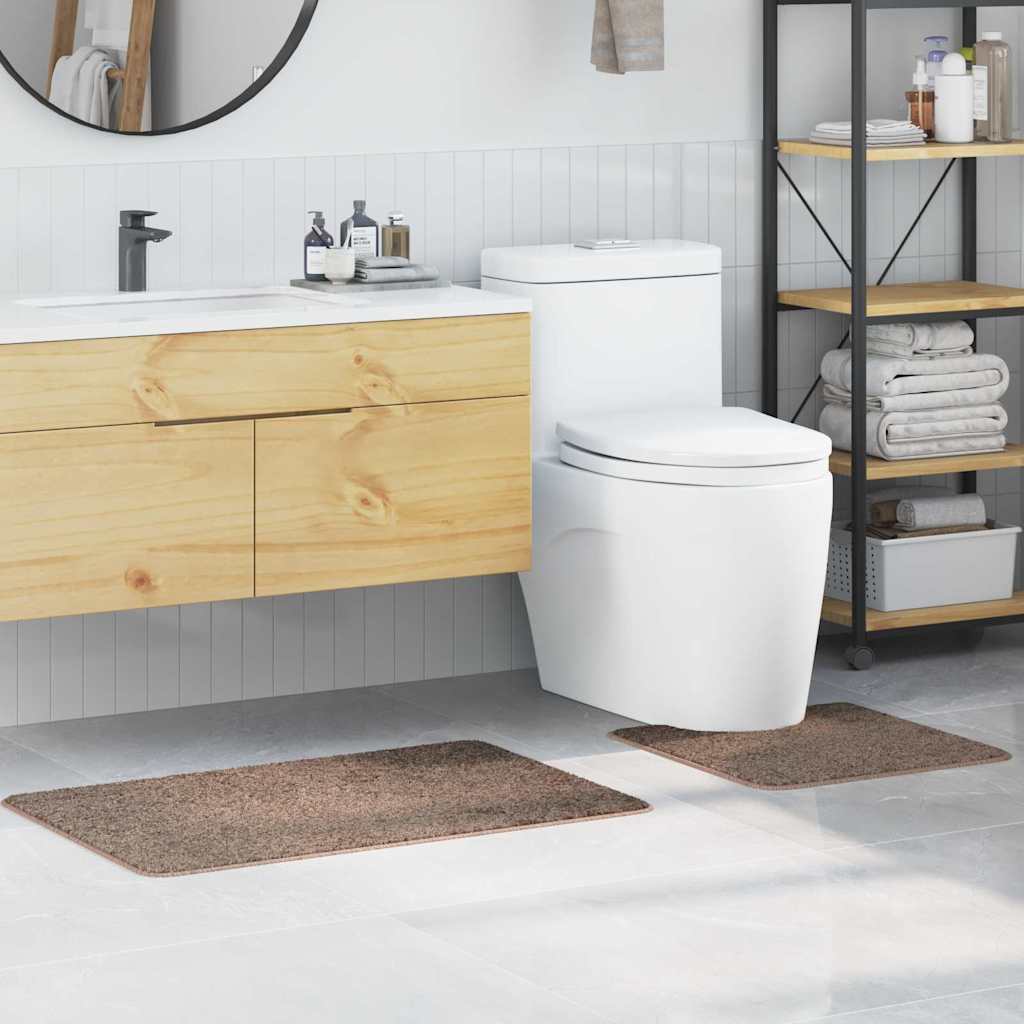 Anti-skli baderomsmatte sett 2 pcs Brun PP