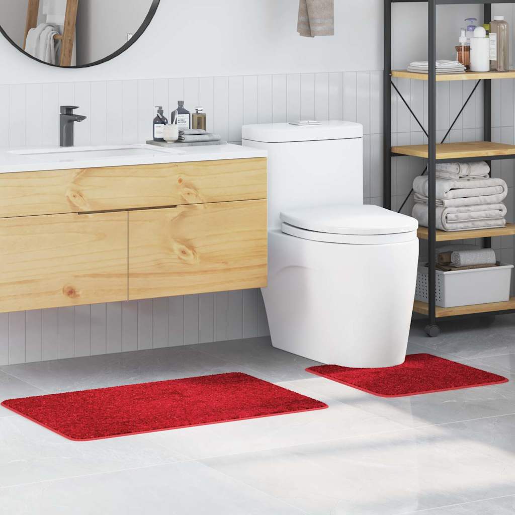 Anti-skli baderomsmatte sett 2 pcs Rød PP