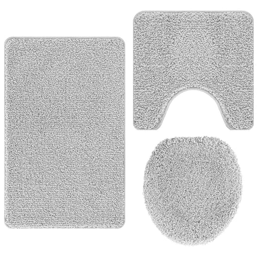 Anti-skli baderomsmatte sett 3 pcs Grå PP
