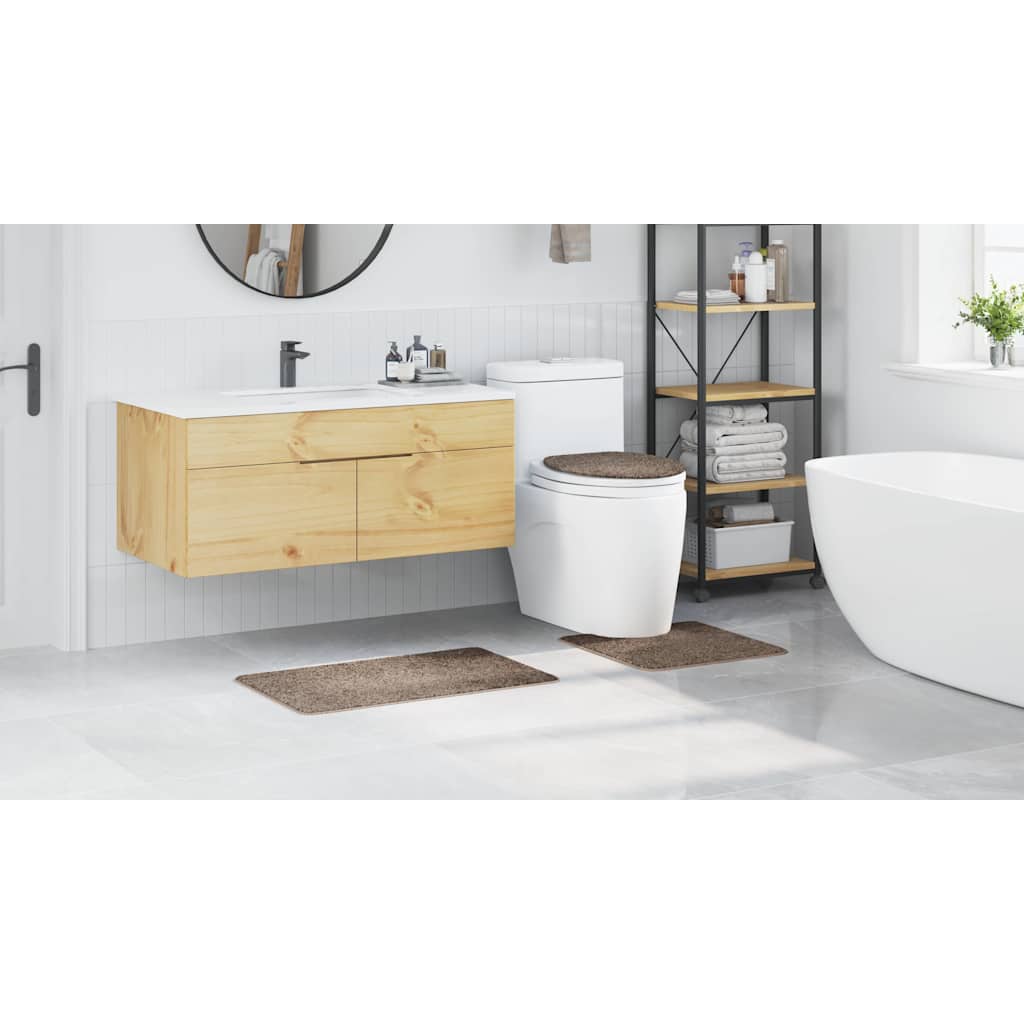 Anti-skli baderomsmatte sett 3 pcs Brun PP