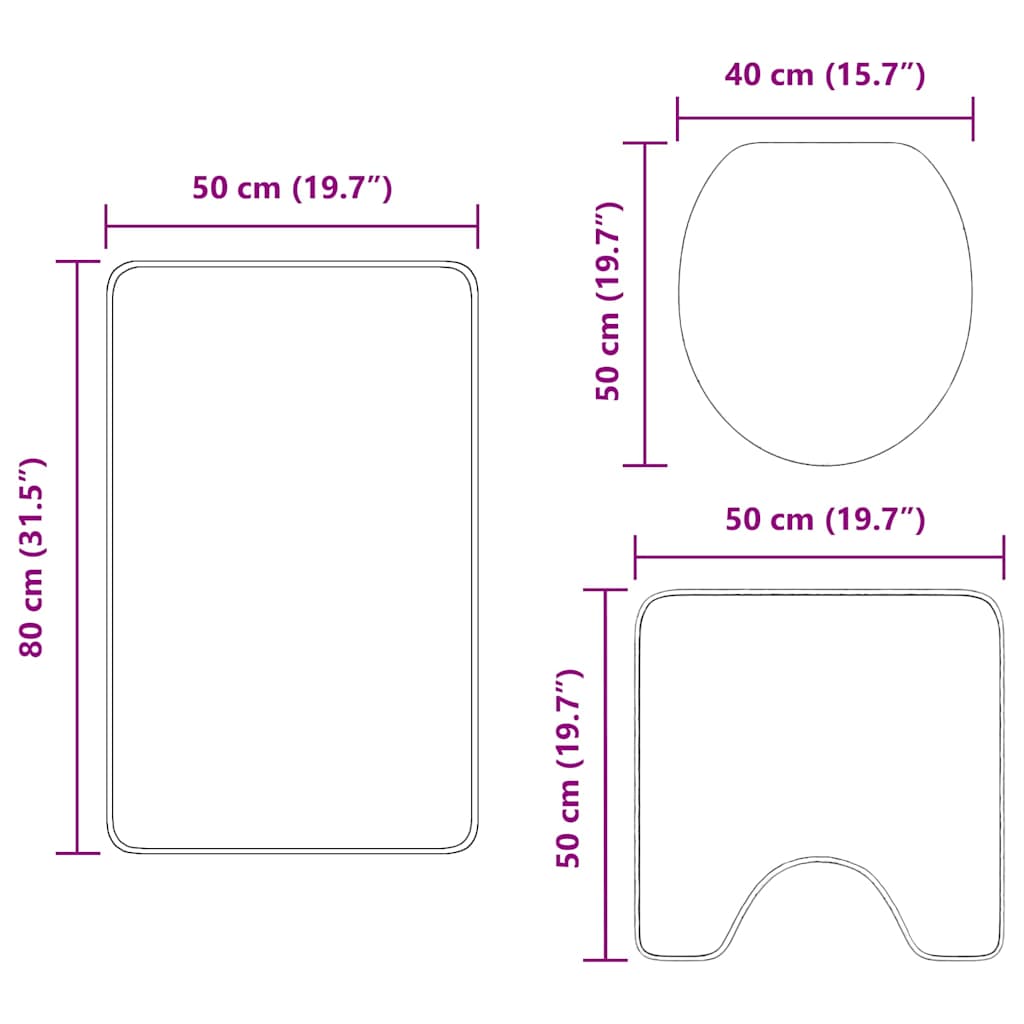 Anti-skli baderomsmatte sett 3 pcs grønn PP