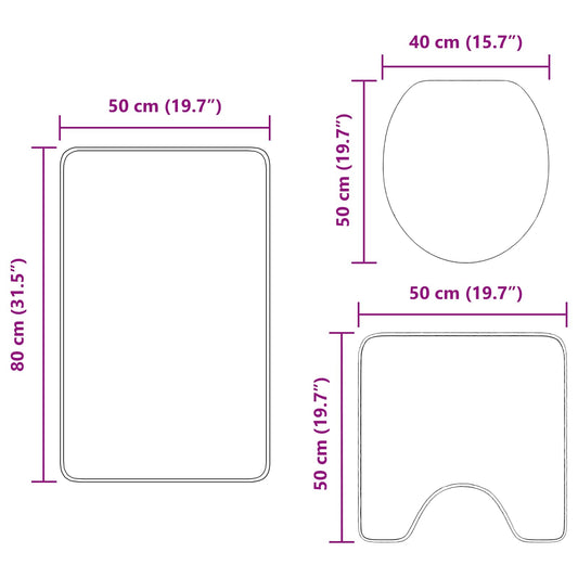Anti-skli baderomsmatte sett 3 pcs grønn PP