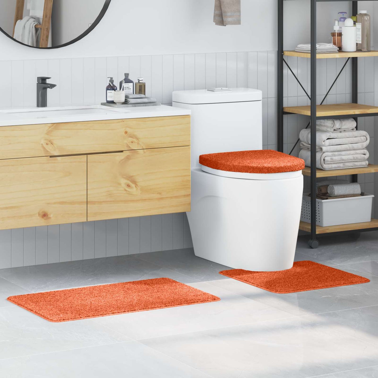 Anti-skli baderomsmatte sett 3 pcs Oransje PP