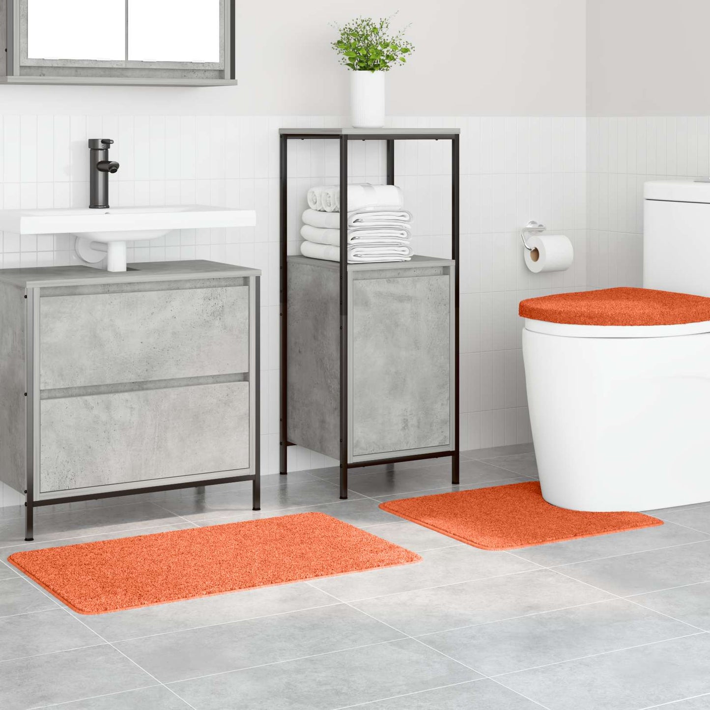 Anti-skli baderomsmatte sett 3 pcs Oransje PP