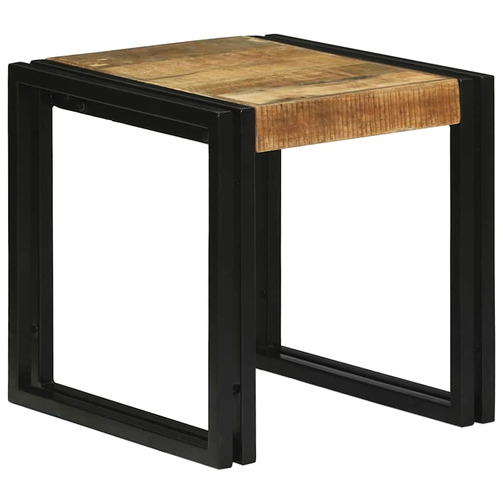 Nesting Bord 3 pcs Brun og svart Solid mango tre og metall