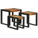 Nesting Bord 3 pcs Brun og svart Massivt akasietre og metall