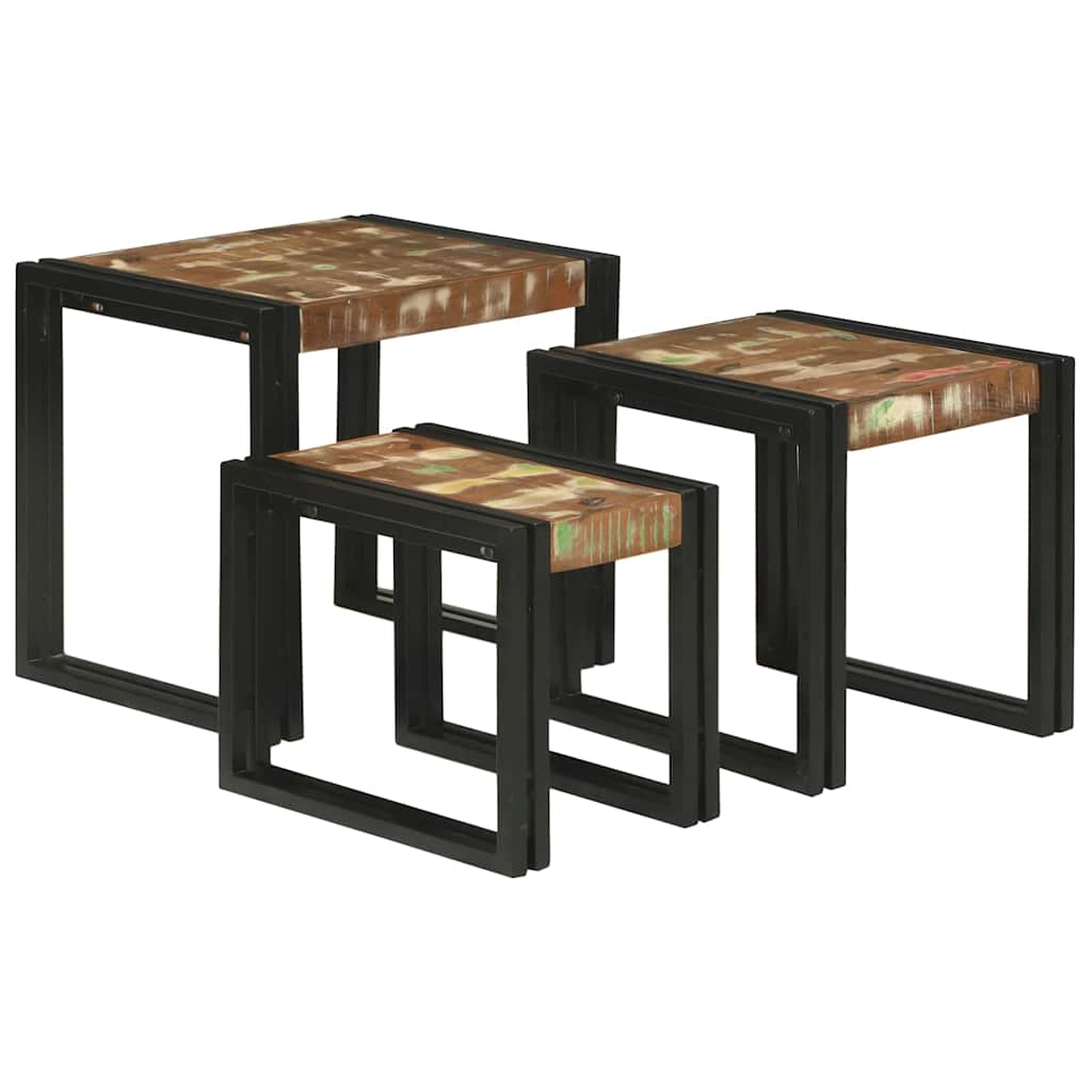 Nesting Bord 3 pcs Massiv gjenvunnet tre og metall