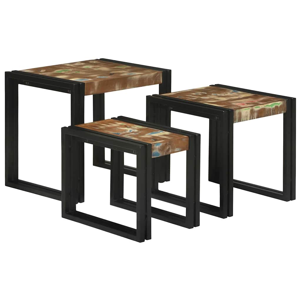 Nesting Bord 3 pcs Massiv gjenvunnet tre og metall