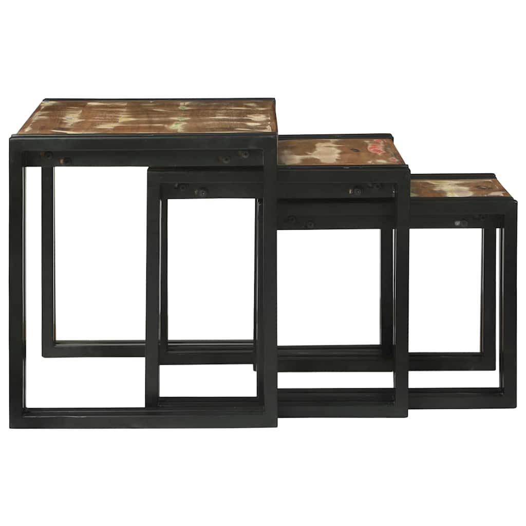 Nesting Bord 3 pcs Massiv gjenvunnet tre og metall