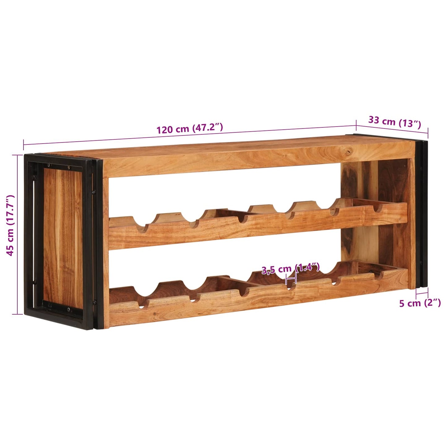 Vinhylle Brun 120 x 45 x 33 cm Solid akasietre