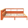 Seng med bokhylle uten madrass voksbrun 200x200 cm heltre furu