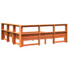 Seng med bokhylle uten madrass voksbrun 200x200 cm heltre furu