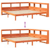 Seng med bokhylle uten madrass voksbrun 200x200 cm heltre furu