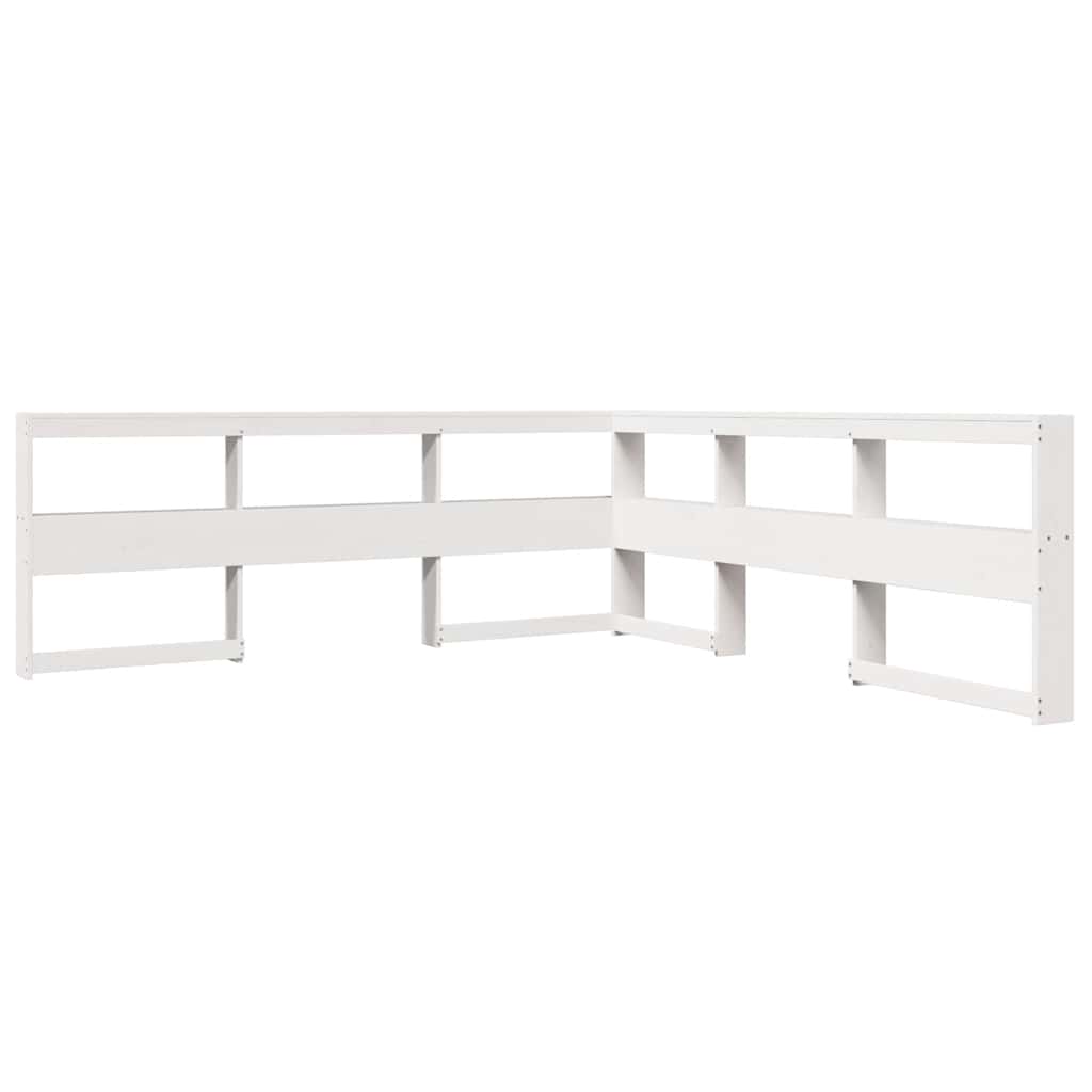 Seng med bokhylle uten madrass hvit 180x200 cm heltre furu
