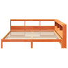 Seng med bokhylle uten madrass voksbrun 180x200 cm heltre furu