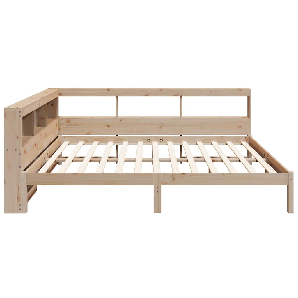 Seng med bokhylle uten madrass 160x200 cm heltre furu