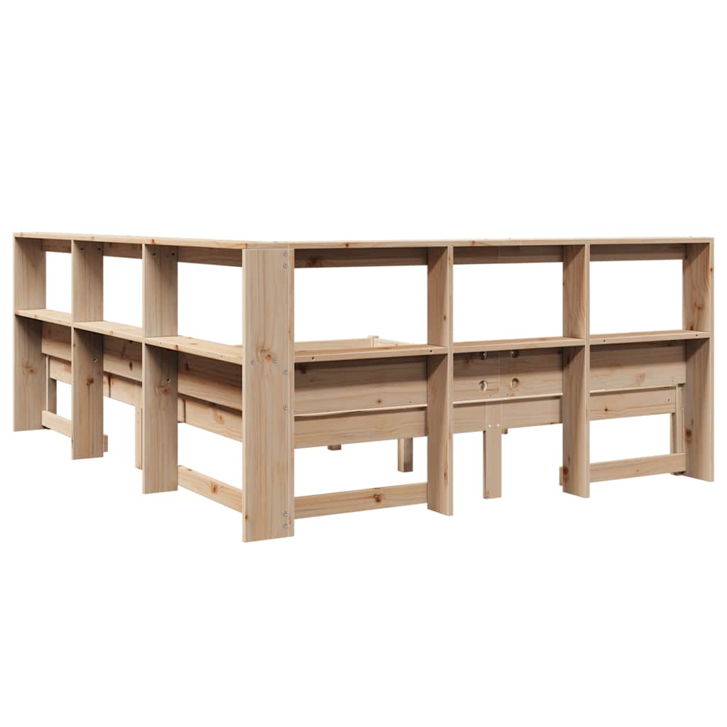 Seng med bokhylle uten madrass 160x200 cm heltre furu