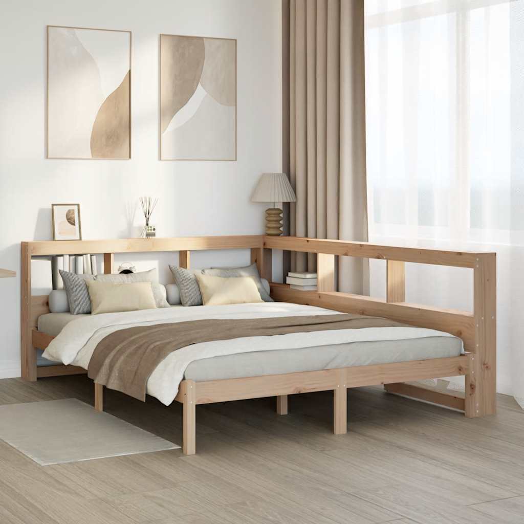 Seng med bokhylle uten madrass 160x200 cm heltre furu