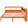 Seng med bokhylle uten madrass voksbrun 140x200 cm heltre furu