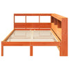 Seng med bokhylle uten madrass voksbrun 120x200 cm heltre furu