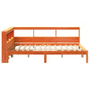 Seng med bokhylle uten madrass voksbrun 120x200 cm heltre furu