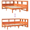 Seng med bokhylle uten madrass voksbrun 120x200 cm heltre furu