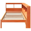 Seng med bokhylle uten madrass voksbrun 100x200 cm heltre furu