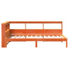 Seng med bokhylle uten madrass voksbrun 100x200 cm heltre furu