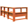 Seng med bokhylle uten madrass voksbrun 90x200 cm heltre furu
