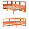 Seng med bokhylle uten madrass voksbrun 90x200 cm heltre furu