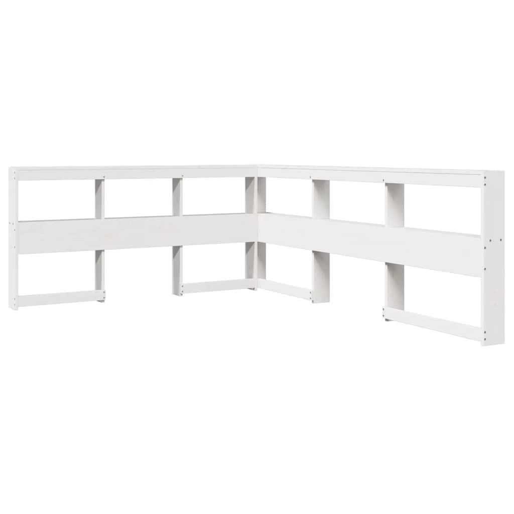 Seng med bokhylle uten madrass hvit 140x190 cm heltre furu