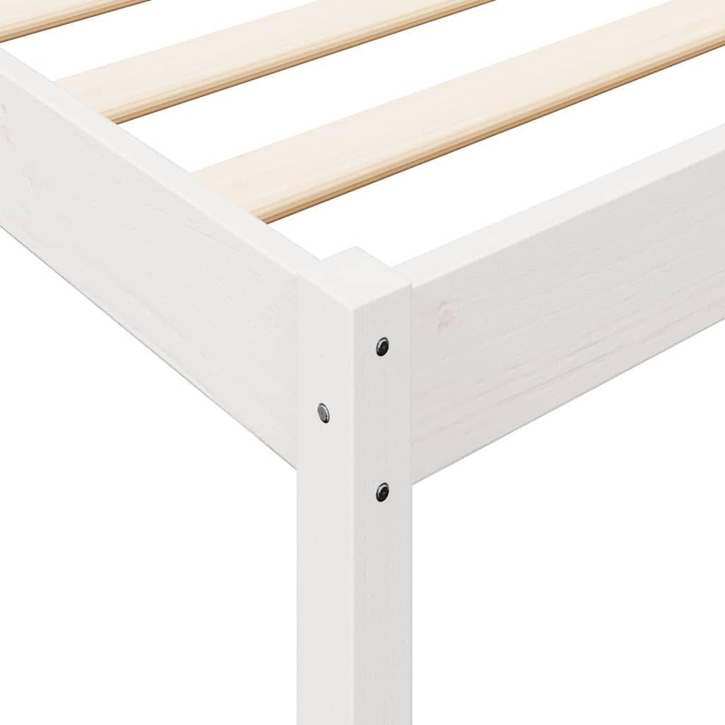 Seng med bokhylle uten madrass hvit 140x190 cm heltre furu