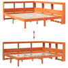 Seng med bokhylle uten madrass voksbrun 140x190 cm heltre furu