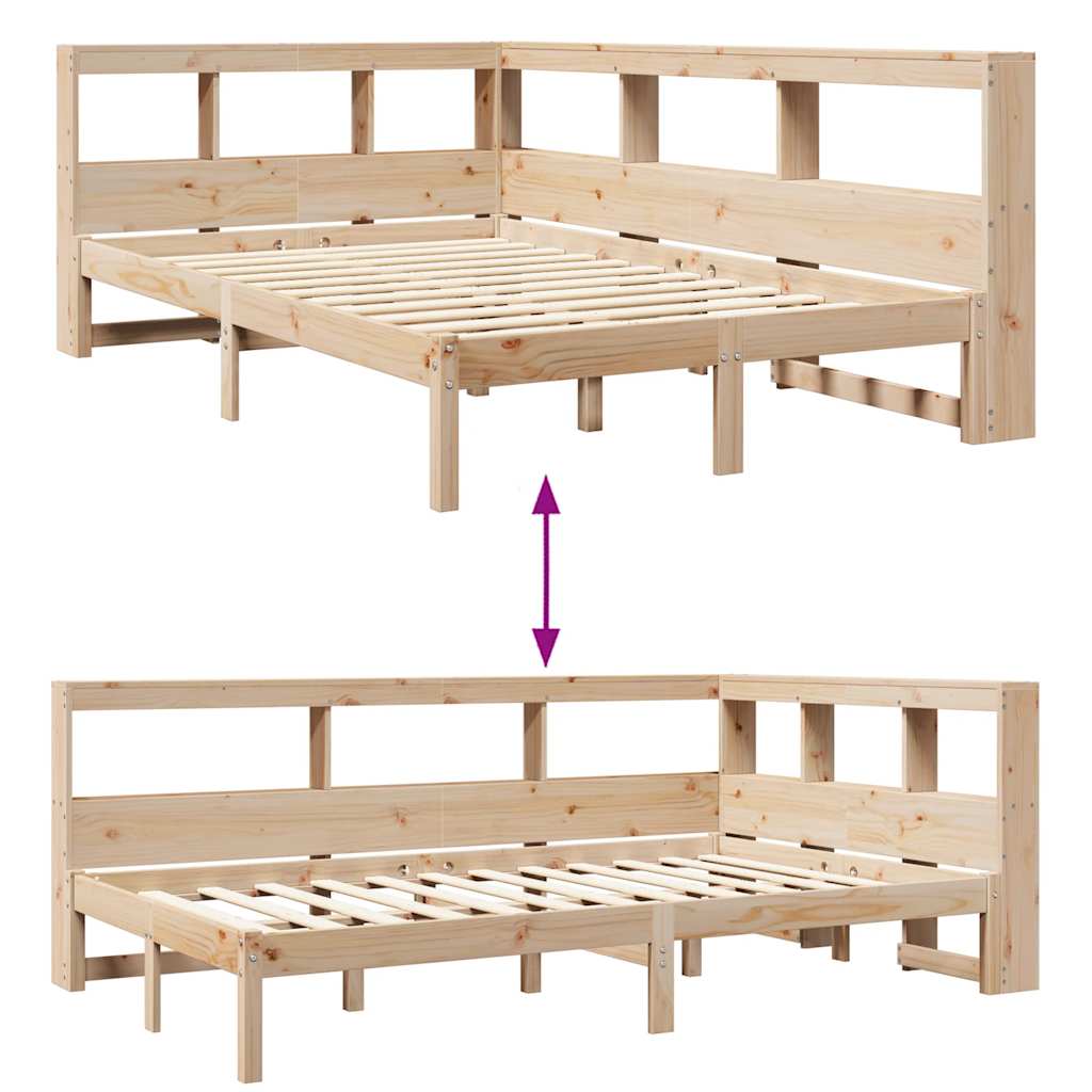 Seng med bokhylle uten madrass 120x190 cm heltre furu