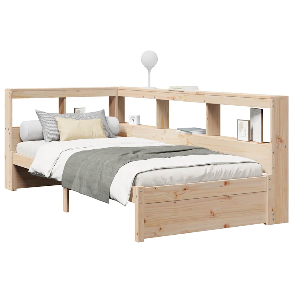 Seng med bokhylle uten madrass 100x200 cm heltre furu